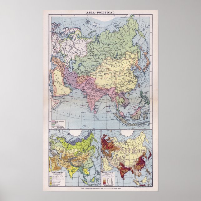 Poster Carte politique | Asie (Devant)