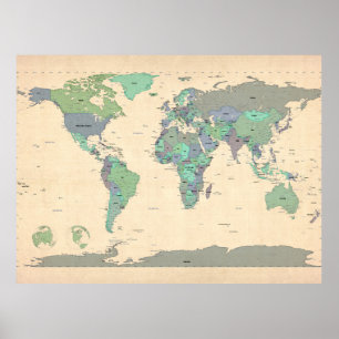 Poster Carte politique de la carte du monde