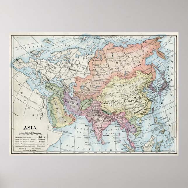 Poster Carte politique de l'Asie (1916) (Devant)