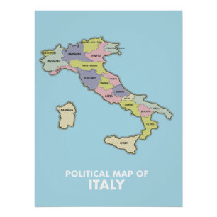 Poster Carte politique de l'Italie