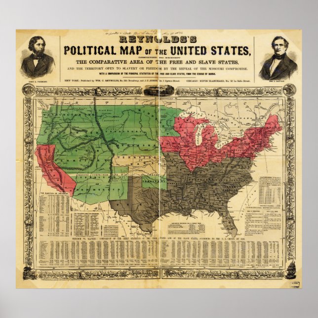 Poster Carte politique des États-Unis de Reynolds (Devant)