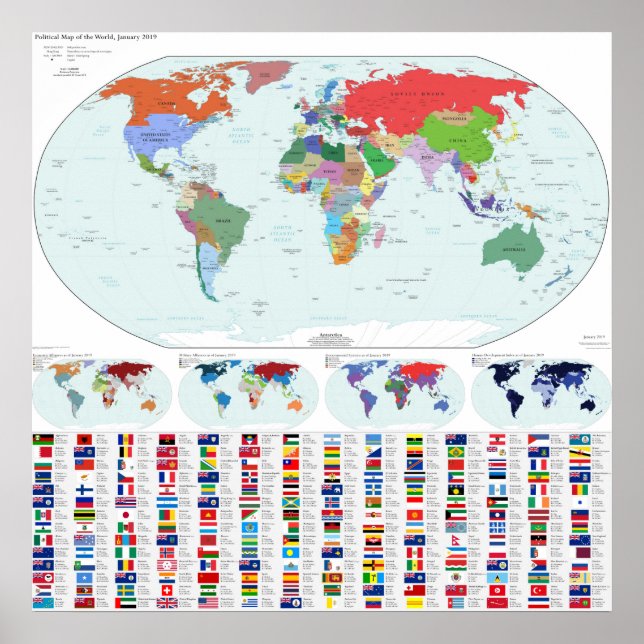 Poster Carte politique du monde, 2019 (Notre pays équitab (Devant)