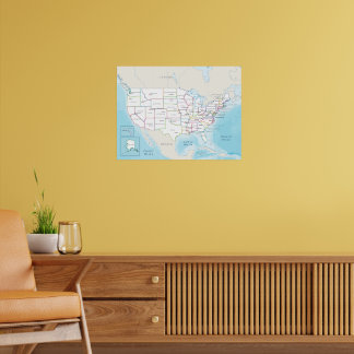 Poster Carte politique numérique des États-Unis.