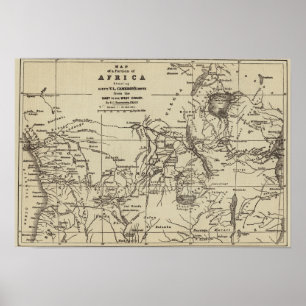 Poster Carte Portion de l'Afrique   La route de Cameron