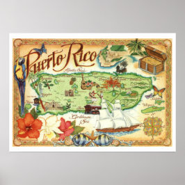 Poster Carte Porto Rico