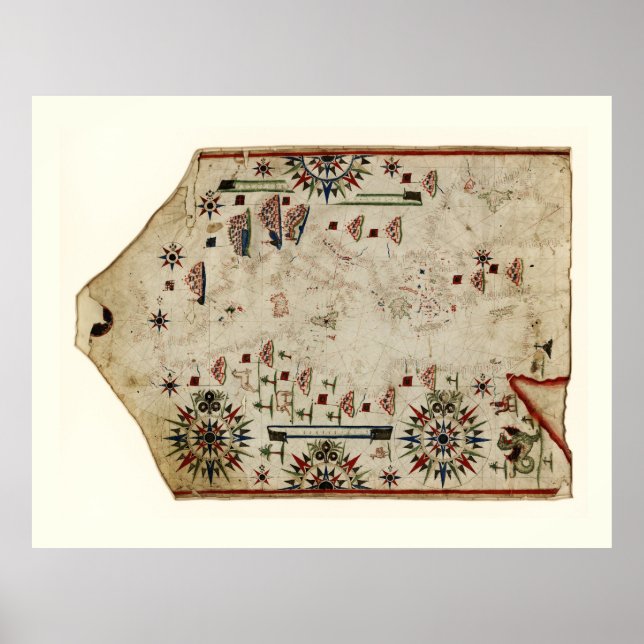 Poster Carte Portolan de la Méditerranée (vers 1580) (Devant)