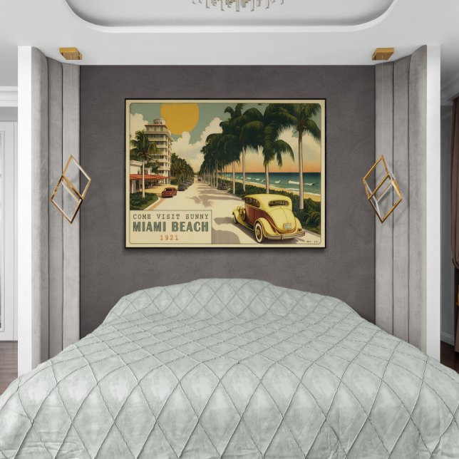 Poster Carte postale 1920 Retro Miami Beach Ocean Drive (Créateur téléchargé)