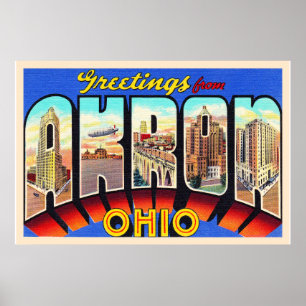 Poster Carte postale Akron Ohio OH Vintage
