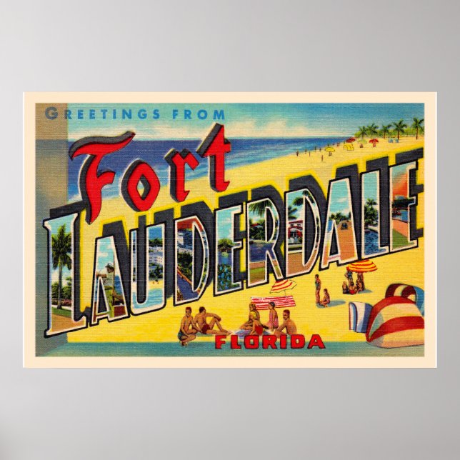 Poster Carte postale aux grandes lettres de Fort Lauderda (Devant)