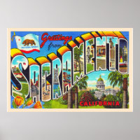 Carte postale aux grandes lettres de Sacramento Ca