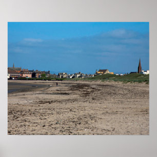 Poster Carte postale de la plage de Troon en Écosse