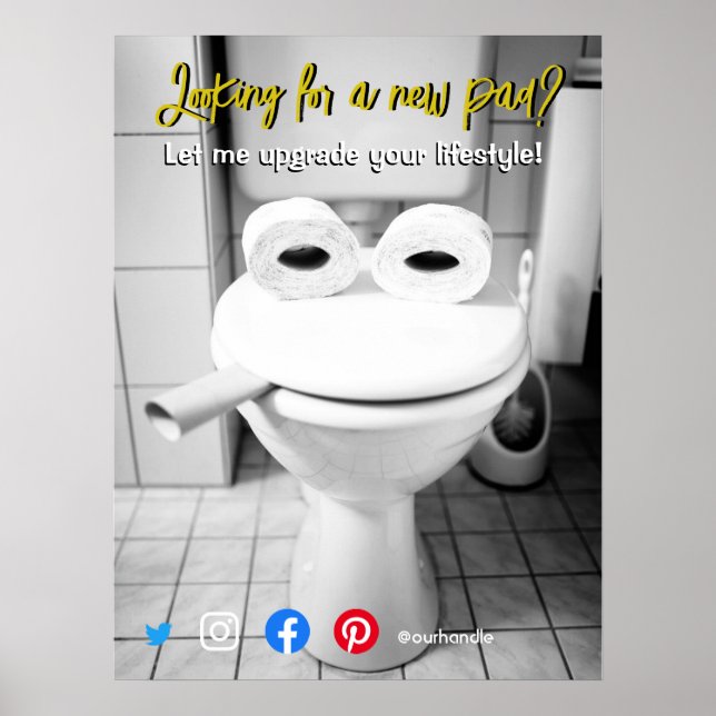 Poster carte postale de l'immobilier crampé toilette (Devant)