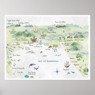 Poster Carte postale de voyage à l'aquarelle   Puerto Val