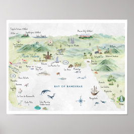 Poster Carte postale de voyage à l'aquarelle | Puerto Val