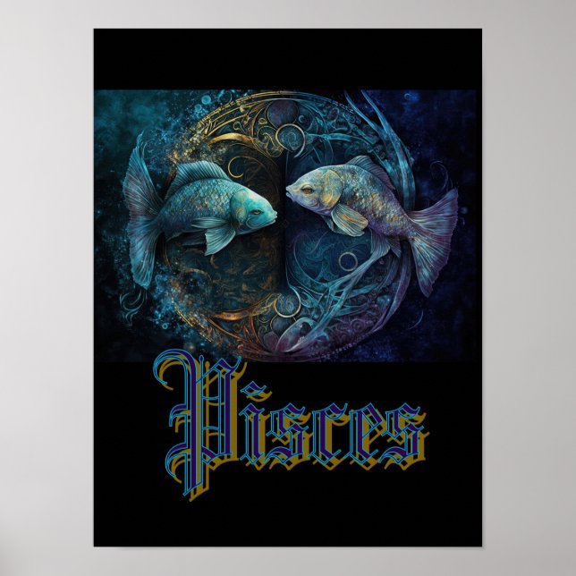 Poster Carte postale SIGNE Zodiaque Pisces (Devant)