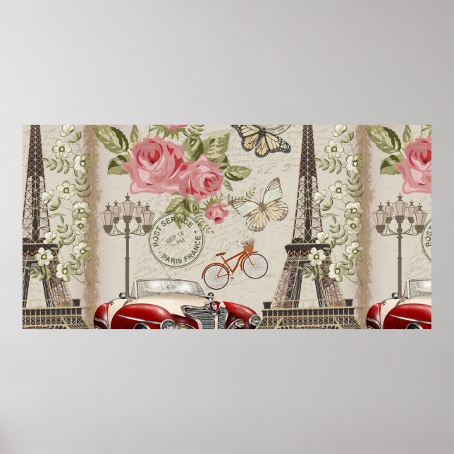 Poster Carte postale vintage Paris. (Devant)