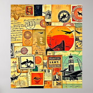 Poster Carte postale Vintage voyage