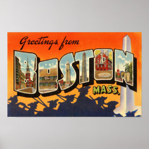 Poster Carte postale Vintage voyage de Boston restaurée