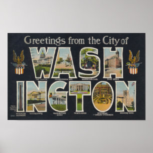 Poster Carte postale Vintage voyage de Washington restaur