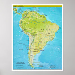 Poster Carte régionale géopolitique de l'Amérique du Sud