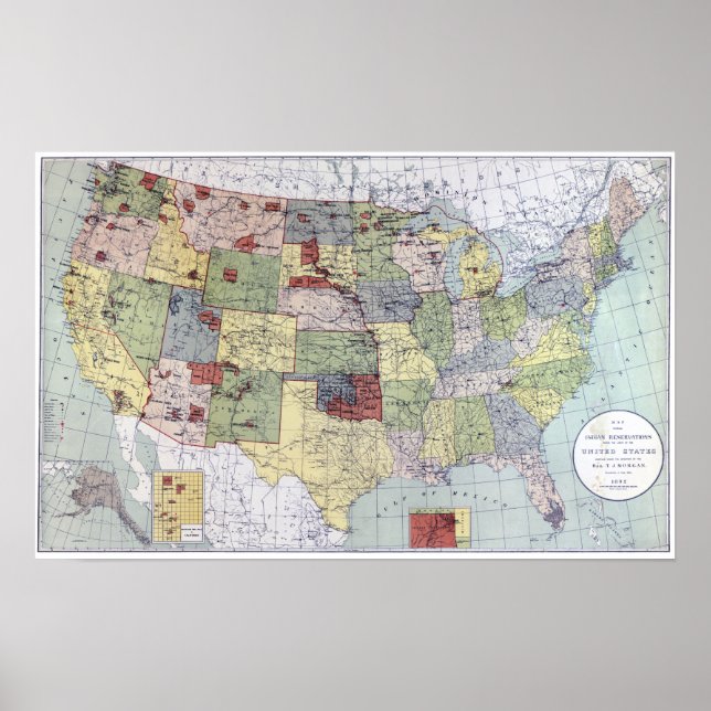 POSTER CARTE : RÉSERVES, 1892 (Devant)