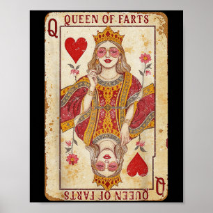 Poster Carte Rétro Reine Des Farts Amusante Nouveauté Rei