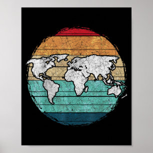 Poster Carte Retro World