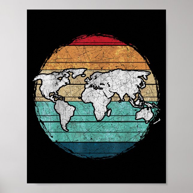 Poster Carte Retro World (Devant)