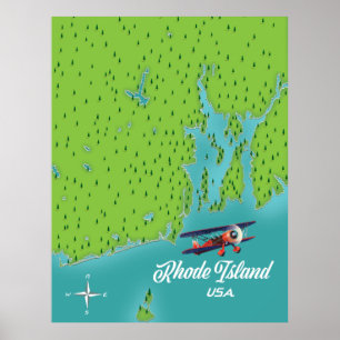 Poster Carte Rhode Island USA