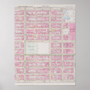 Poster Carte rose Avec Bryant Park