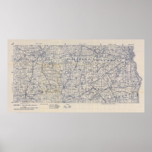 Poster Carte routière cyclable du Wisconsin 5 (Devant)