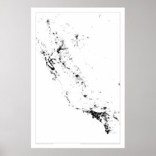 Poster Carte routière du recensement de la Californie urb