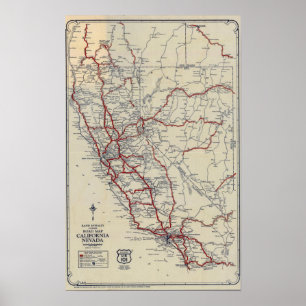 Poster Carte routière junior Rand McNally Californie et N