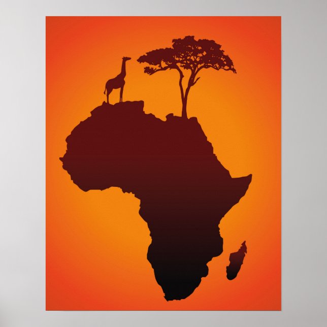 Poster Carte Safari Africaine - Imprimer l'affiche (Devant)