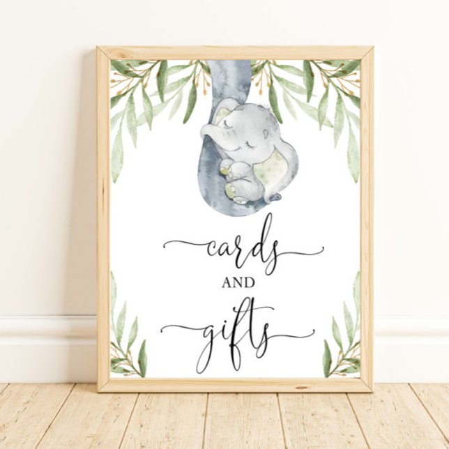 Poster Carte safari éléphant et signe baby shower cadeaux (Créateur téléchargé)