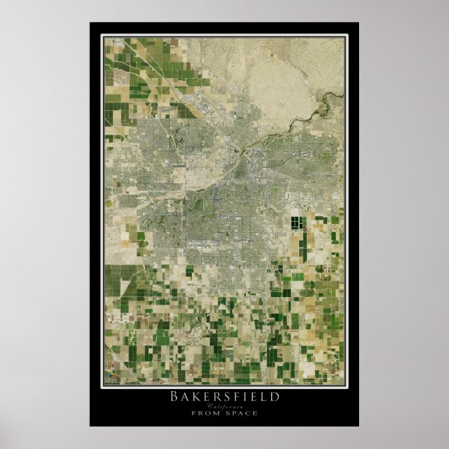 Poster Carte satellite Bakersfield California (Devant)