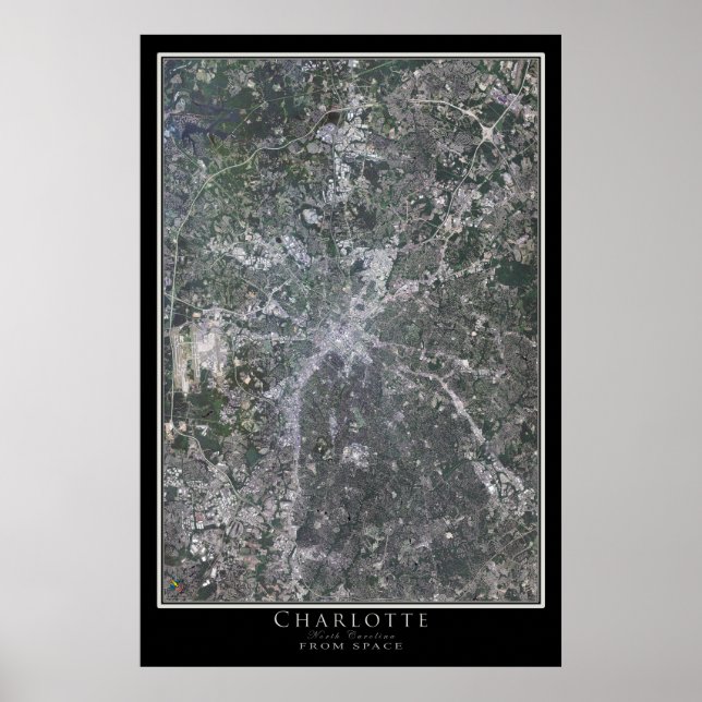 Poster Carte satellite de Charlotte North Carolina (Devant)