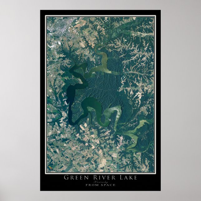 Poster Carte satellite de Green River Lake Kentucky (Devant)
