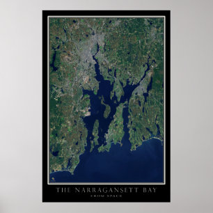 Poster Carte satellite de la baie de Narragansett