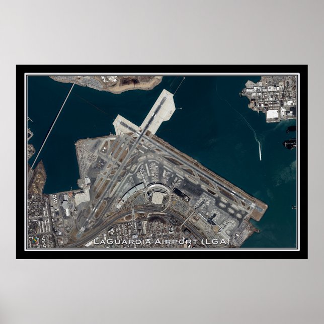 Poster Carte satellite de l'aéroport de LaGuardia New Yor (Devant)