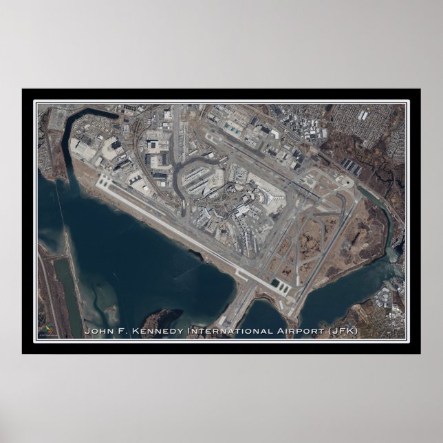 Poster Carte satellite de l'aéroport international John F (Devant)