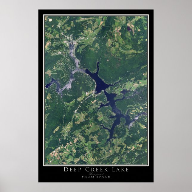 Poster Carte satellite de l'affiche du lac Deep Creek Mar (Devant)