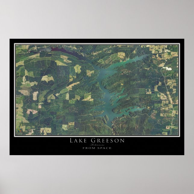 Poster Carte satellite de l'affiche du lac Greeson Arkans (Devant)