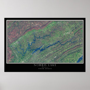 Poster Carte satellite de l'affiche du lac Norris Tenness