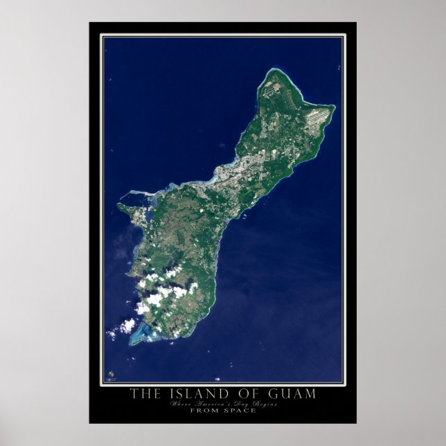 Poster Carte satellite de l'île de Guam depuis l'espace (Devant)