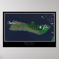 Carte satellite de l'île de Molokai Hawaii