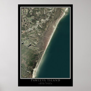 Poster Carte satellite de l'île de Pawleys Caroline du Su