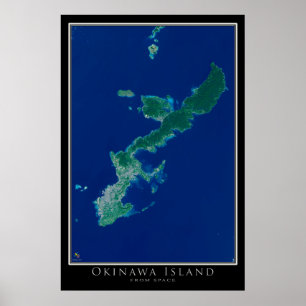 Poster Carte satellite de l'île d'Okinawa Japon