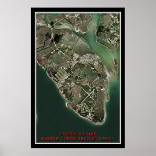 Poster Carte satellite de l'île Parris Caroline du Sud