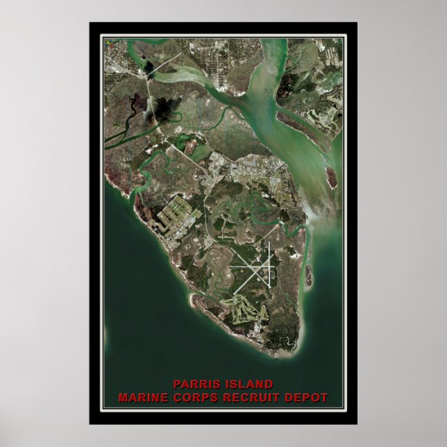 Poster Carte satellite de l'île Parris Caroline du Sud (Devant)